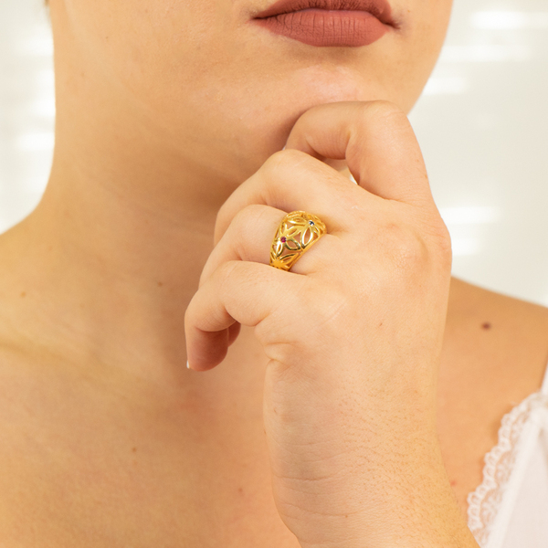 Χειροποίητο δαχτυλίδι με ζιρκόν από ασήμι 925|Flower - ασήμι 925, γεωμετρικά σχέδια, λουλούδι, boho, σταθερά