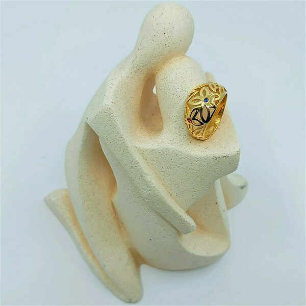 Χειροποίητο δαχτυλίδι με ζιρκόν από ασήμι 925|Flower - ασήμι 925, γεωμετρικά σχέδια, λουλούδι, boho, σταθερά - 4