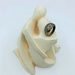 Χειροποίητο δαχτυλίδι από ασήμι 925|Black Flower - ασήμι 925, γεωμετρικά σχέδια, λουλούδι, boho, σταθερά - 4