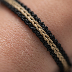 Μακραμέ βραχιόλια ανδρικά μαύρα με μπεζ, βραχιόλια γυναίκα - Macrame bracelet mens black with beige, bracelet womens - νήμα, μακραμέ, boho, χεριού, αυξομειούμενα - 3