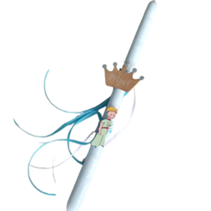 Λαμπάδα με τεχνικη κρακελε, με τον μικρό πρίγκιπα, και κορώνα. - αγόρι, λαμπάδες, για παιδιά, για μωρά, πρίγκηπες