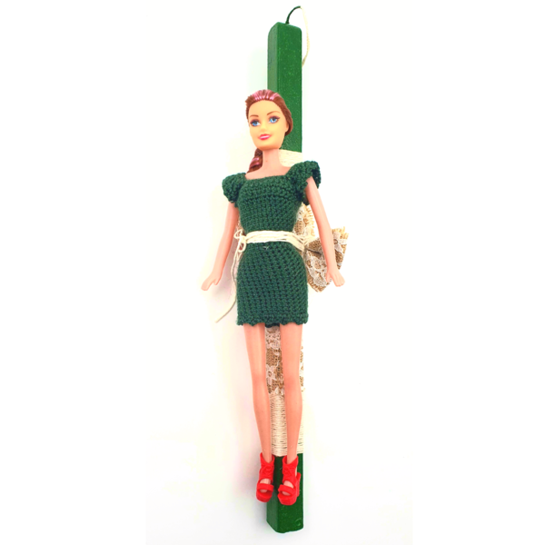 Λαμπάδα Πασχαλινή με κούκλα και πλεκτό χειροποίητο φόρεμα - κορίτσι, λαμπάδες, για παιδιά, πριγκίπισσες - 3