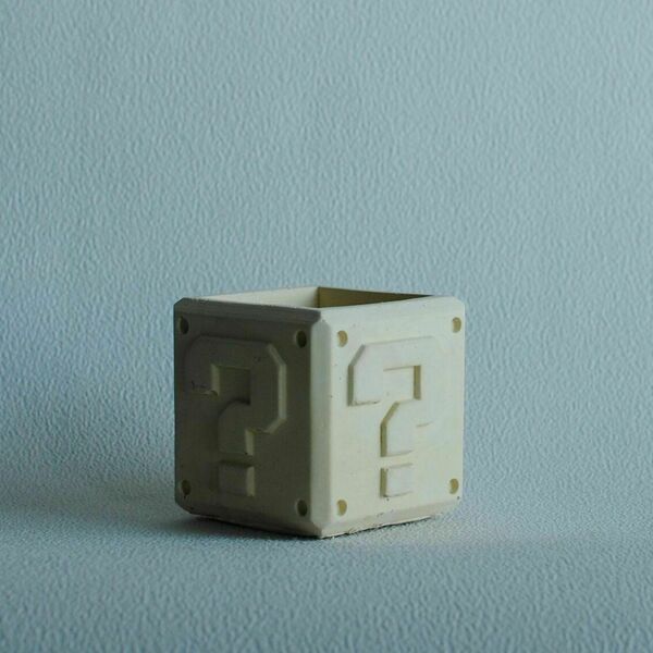 Διακοσμητικό Γλαστράκι Super Mario Ερωτηματικό από τσιμέντο 9 cm | Concrete Decor - τσιμέντο, διακοσμητικά - 5