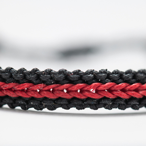 Μακραμέ βραχιόλια ανδρικά μαύρα με κόκκινο, χειροποίητα βραχιόλια γυναίκα - Macrame bracelet mens black with red, handmade bracelet womens - νήμα, μακραμέ, boho, χεριού, αυξομειούμενα - 4