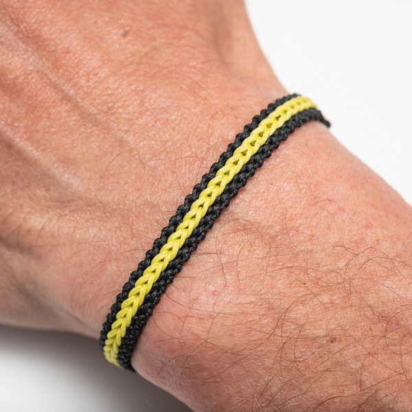 Μακραμέ βραχιόλια ανδρικά μαύρα με κίτρινο, χειροποίητα βραχιόλια γυναίκα - Macrame bracelet mens black with yellow, handmade bracelet womens - νήμα, μακραμέ, boho, χεριού, αυξομειούμενα - 3