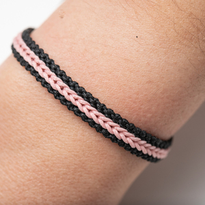 Μακραμέ βραχιόλια ανδρικά μαύρα με ροζ, χειροποίητα βραχιόλια γυναίκα - Macrame bracelet mens black with pink, handmade bracelet womens - νήμα, μακραμέ, boho, χεριού, αυξομειούμενα - 2
