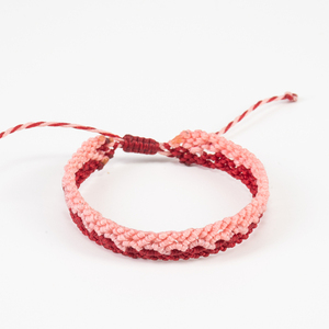 Μακραμέ βραχιόλια γυναίκα κόκκινο και ροζ, χειροποίητα βραχιόλια - Macrame bracelet womens red and pink, handmade bracelet - νήμα, μακραμέ, boho, χεριού, αυξομειούμενα