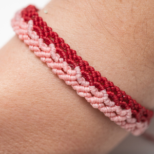 Μακραμέ βραχιόλια γυναίκα κόκκινο και ροζ, χειροποίητα βραχιόλια - Macrame bracelet womens red and pink, handmade bracelet - νήμα, μακραμέ, boho, χεριού, αυξομειούμενα - 2
