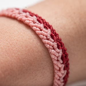 Μακραμέ βραχιόλια γυναίκα κόκκινο και ροζ, χειροποίητα βραχιόλια - Macrame bracelet womens red and pink, handmade bracelet - νήμα, μακραμέ, boho, χεριού, αυξομειούμενα - 3
