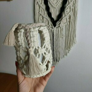Μοντέρνο Δίχρωμο macrame 28×45 - μακραμέ, διακοσμητικά - 4