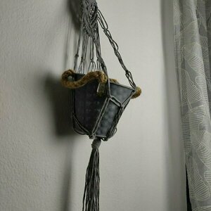Macrame φωλίτσα για γλάστρακι 60×15 - μακραμέ, υφαντά - 3