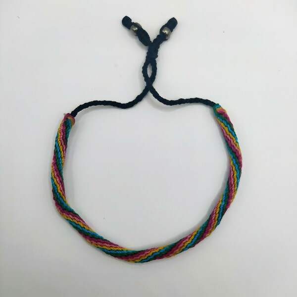 Rainbow Bracelet - μακραμέ, κορδόνια, boho, χεριού, αυξομειούμενα - 2
