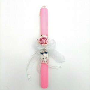Λαμπάδα 33cm αρωματική ροζ με μπλε σκουλαρίκια πεταλούδες - κορίτσι, λαμπάδες, για παιδιά