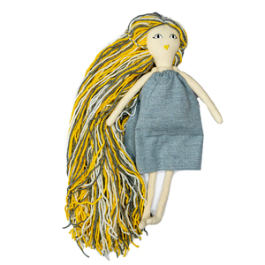 ΧΕΙΡΟΠΟΙΗΤΗ ΠΑΝΙΝΗ ΚΟΥΚΛΑ ''Yellow Mermaid Hair Doll", 42εκ. - κορίτσι, λούτρινα, κούκλες