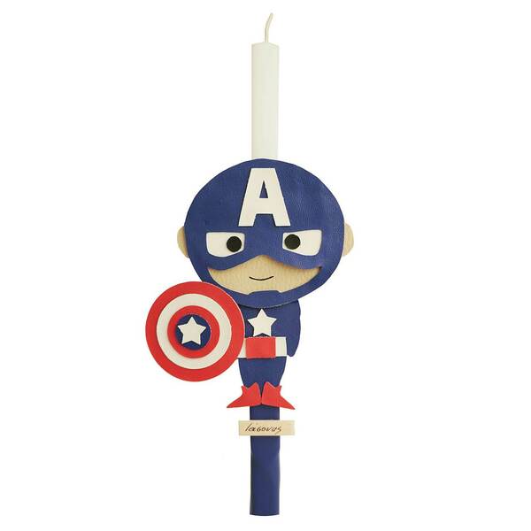 Λαμπάδα Captain America - αγόρι, λαμπάδες, για παιδιά, για εφήβους, σούπερ ήρωες - 4