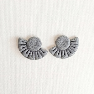 |GRAY/STONE| Art deco - POLYMER CLAY - Earrings - - πηλός, γεωμετρικά σχέδια, καρφωτά, μεγάλα, καρφάκι