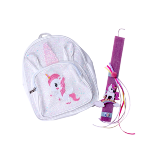 Λαμπάδα μονόκερος 30εκ με backpack λευκό - κορίτσι, λαμπάδες, σετ, μονόκερος, για παιδιά