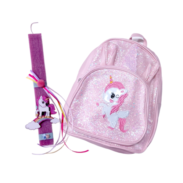 Λαμπάδα μονόκερος 30εκ με backpack 1 - κορίτσι, λαμπάδες, σετ, μονόκερος, για παιδιά