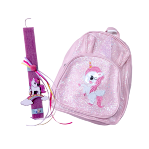 Λαμπάδα μονόκερος 30εκ με backpack ροζ - κορίτσι, λαμπάδες, σετ, μονόκερος, για παιδιά