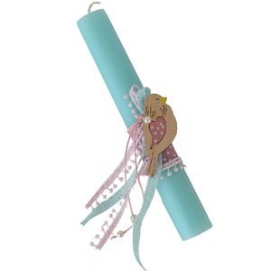 Αρωματική λαμπάδα κυλινδρική κοντή "Little Bird" βεραμάν, 20cm - κορίτσι, λαμπάδες, για ενήλικες