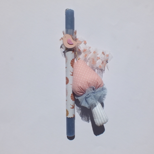 Πασχαλινή λαμπάδα με υφασμάτινο μανιτάρι ροζ - κορίτσι, λαμπάδες, για παιδιά, για μωρά, νεράιδες - 2