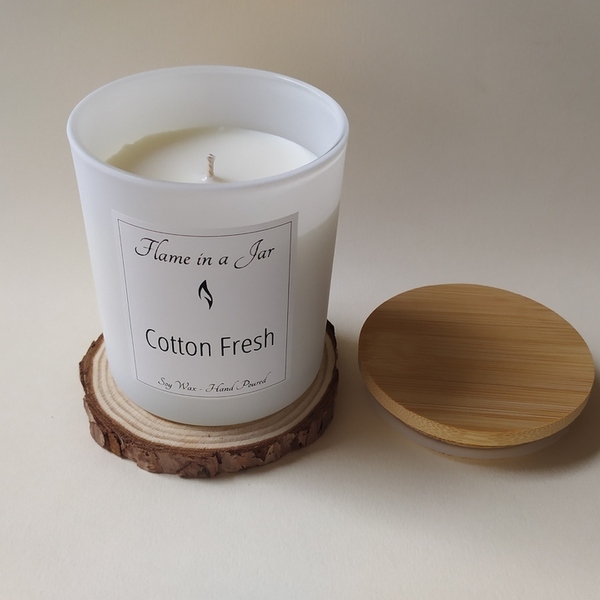 Φυτικό Αρωματικό Κερί Σόγιας Cotton Fresh 220gr - αρωματικά κεριά, διακοσμητικά, κερί σόγιας, vegan κεριά - 2