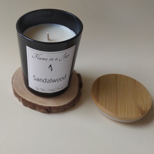 Φυτικό Αρωματικό Κερί Σόγιας Sandalwood 140gr - αρωματικά κεριά, διακοσμητικά, κερί σόγιας, vegan κεριά - 2
