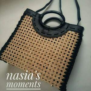 Rattan bag large - νήμα, ώμου, ψάθα, μεγάλες, χειρός - 2