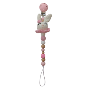 Ροζ αρωματική λαμπάδα με κλιπ πιπίλας λαγουδίτσα - λαμπάδες, λαγουδάκι, πρώτο Πάσχα, κλιπ πιπίλας, για μωρά - 4