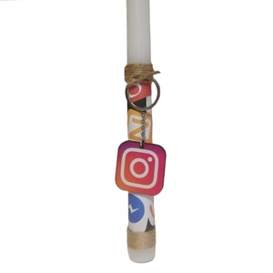 Λαμπάδα με μπρελόκ instagram - κορίτσι, λαμπάδες, για ενήλικες, για εφήβους