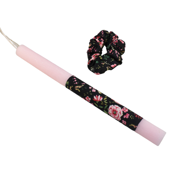 Γυναικεία πασχαλινή λαμπάδα με μαύρο λαστιχάκι ροζ 30cm - κορίτσι, λαμπάδες, για ενήλικες, για εφήβους - 2