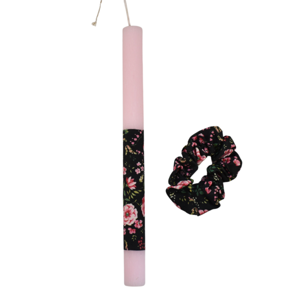 Γυναικεία πασχαλινή λαμπάδα με μαύρο λαστιχάκι ροζ 30cm - κορίτσι, λαμπάδες, για ενήλικες, για εφήβους - 3
