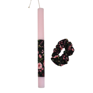 Γυναικεία πασχαλινή λαμπάδα με μαύρο λαστιχάκι ροζ 30cm - κορίτσι, λαμπάδες, για ενήλικες, για εφήβους - 3