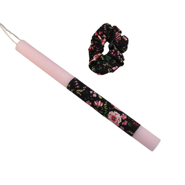 Γυναικεία πασχαλινή λαμπάδα με μαύρο λαστιχάκι ροζ 30cm - κορίτσι, λαμπάδες, για ενήλικες, για εφήβους - 4
