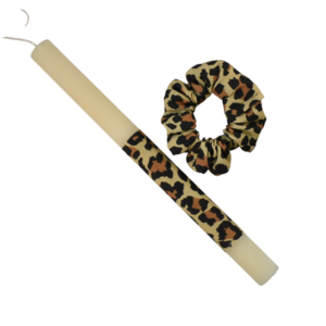Γυναικεία πασχαλινή λαμπάδα με animal print λαστιχάκι μπεζ 30cm - κορίτσι, λαμπάδες, για ενήλικες, για εφήβους