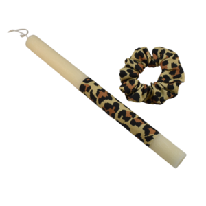 Γυναικεία πασχαλινή λαμπάδα με animal print λαστιχάκι μπεζ 30cm - κορίτσι, λαμπάδες, για ενήλικες, για εφήβους - 3