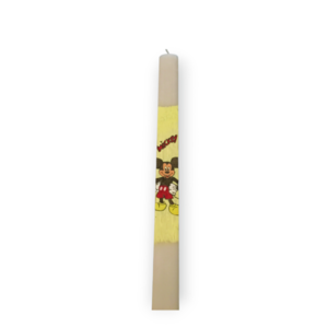 Mouse σε κίτρινο φόντο/ λαμπάδα/ πλακέ/ 37,5 εκ./ ζωγραφισμένη - λαμπάδες, για παιδιά, για ενήλικες, ήρωες κινουμένων σχεδίων, για μωρά