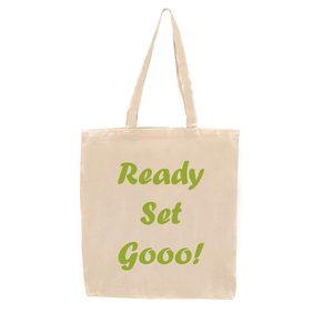 Χειροποίητη Tote Bag Ready set Go! Πράσινο 48x32 - ύφασμα, ώμου, all day, tote, πάνινες τσάντες