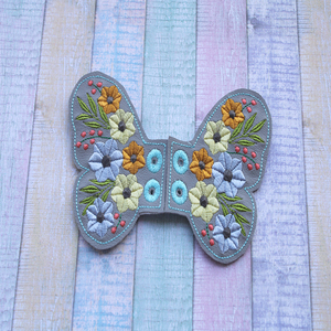 Αξεσουάρ Φτερά για Παπούτσια - Πεταλούδα Γκρι Φλοράλ - λουλούδια, κορδόνια, πεταλούδα, δερματίνη - 2