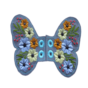 Αξεσουάρ Φτερά για Παπούτσια - Πεταλούδα Γκρι Φλοράλ - λουλούδια, κορδόνια, πεταλούδα, δερματίνη