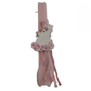 Αρωματική πασχαλινή λαμπάδα ροζ 32 εκ. για κορίτσια με ξύλινο διακοσμητικό κύκνο - κορίτσι, λαμπάδες, κύκνος, για παιδιά, για μωρά