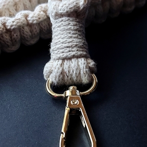 Macrame Μπρελόκ Golden - μεταλλικό, βαμβακερό νήμα, αυτοκινήτου, σπιτιού, ξενοδοχείου - 4
