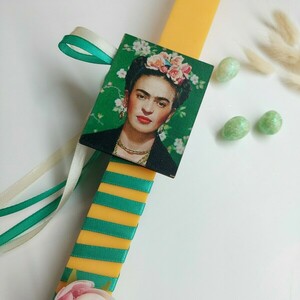 Χειροποίητη φυτική λαμπάδα Frida Kahlo - κορίτσι, λαμπάδες, frida kahlo, για ενήλικες