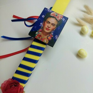 Χειροποίητη φυτική λαμπάδα Frida Kahlo 2 - κορίτσι, λαμπάδες, frida kahlo, για ενήλικες