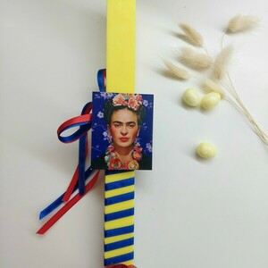 Χειροποίητη φυτική λαμπάδα Frida Kahlo 2 - κορίτσι, λαμπάδες, frida kahlo, για ενήλικες - 2