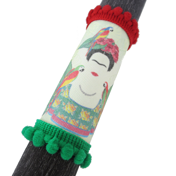 Aρωματική λαμπάδα Φρίντα 2 μαύρη κυλινδρική ξυστή 20cm - κορίτσι, λαμπάδες, frida kahlo, για ενήλικες, για εφήβους