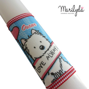 Λαμπάδα για κατοικίδια Westie Pet Collection boy λευκή oval 20cm - λαμπάδες, προσωποποιημένα - 3