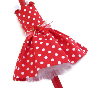 Λαμπάδα με φόρεμα κόκκινο πουά "Νταϊάνα" κόκκινο κερί 40cm - κορίτσι, λαμπάδες