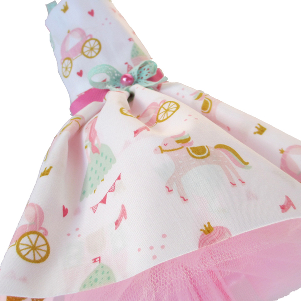 Λαμπάδα με βαμβακερό φόρεμα πριγκίπισσες με φούξια κερί 40cm - κορίτσι, λαμπάδες, για παιδιά - 3