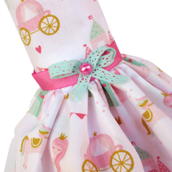 Λαμπάδα με βαμβακερό φόρεμα πριγκίπισσες με φούξια κερί 40cm - κορίτσι, λαμπάδες, για παιδιά - 4